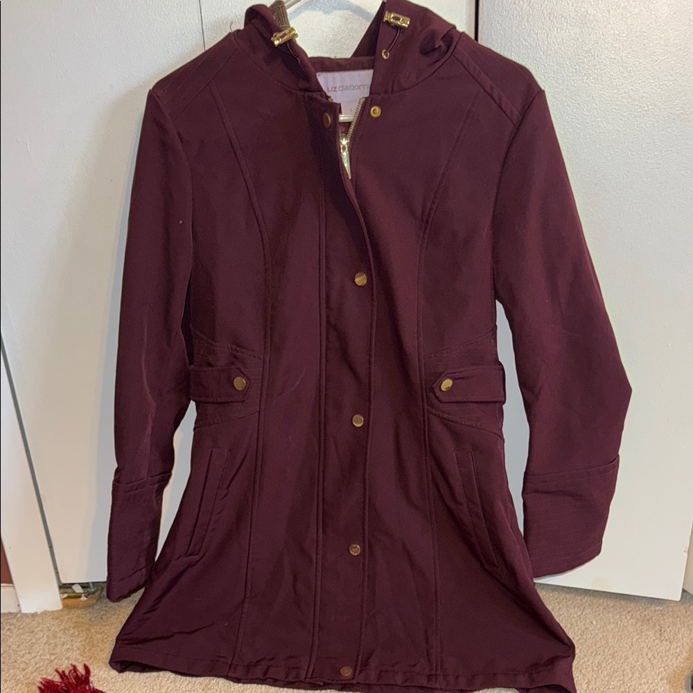Liz Claiborne Purple Trench Coat with Fitted Silhouette
